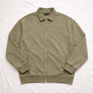 ASOS DESIGN Olive Green Zip Jacket Minimalist Utility Bomber‎ Mens L Normcore